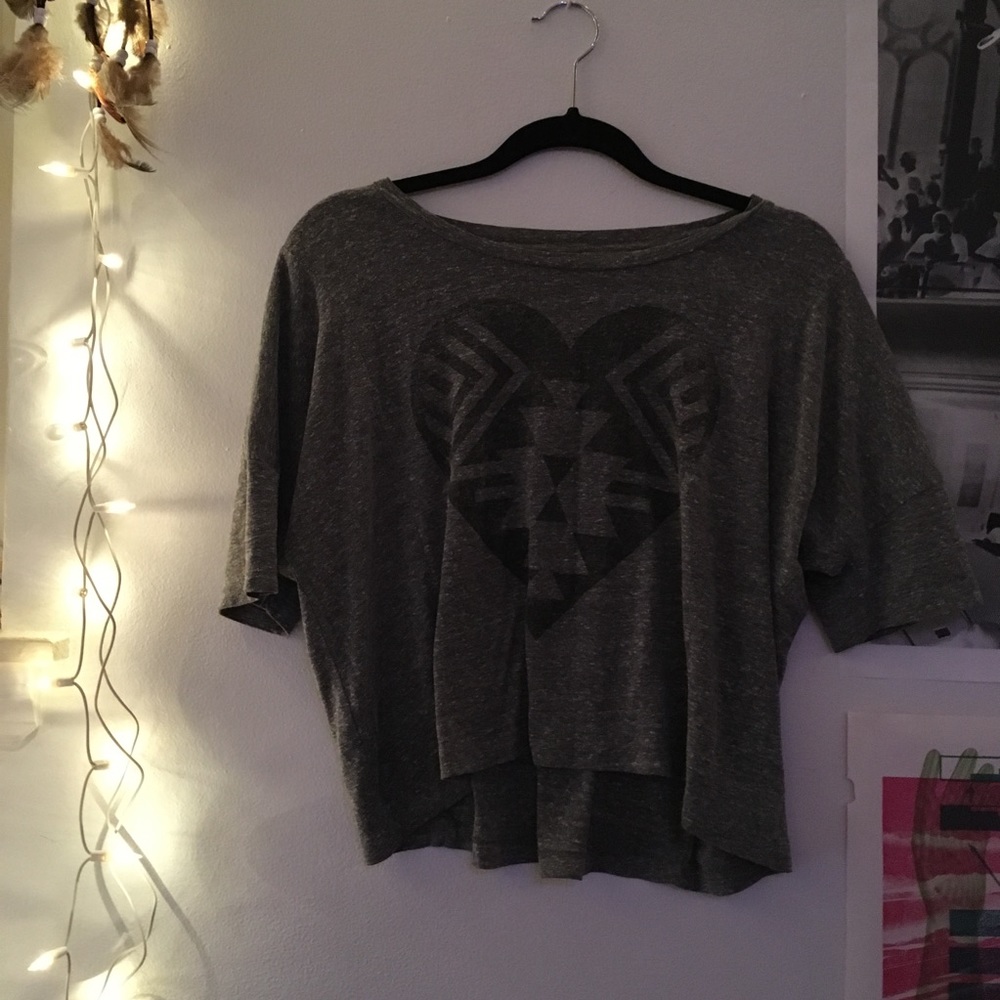 grey tribal heart vintage crop top